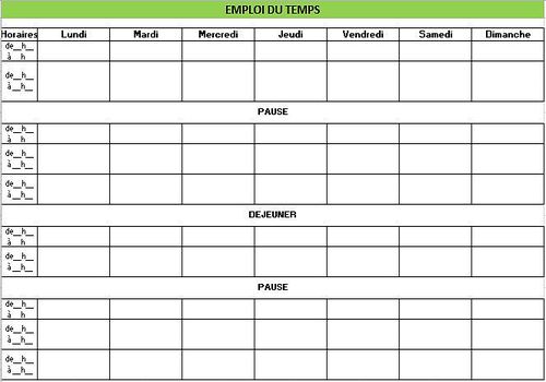 modele emploi du temps gratuit a telecharger