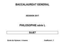 Sujet Bac 2017 Philosophie - Série L