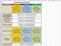  Calendrier vacances scolaires 2017-2018 