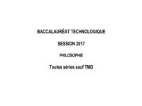 Sujet Bac 2017 Philosophie - Séries Technologiques