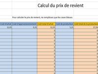 Prix de revient Excel