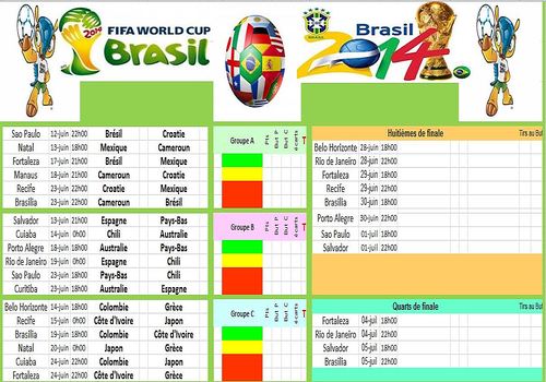 Telecharger Calendrier Coupe du Monde Brésil 2014