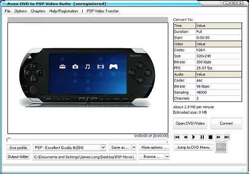 Telecharger Avex DVD to PSP Video Suite
