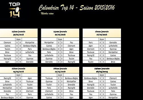 Telecharger Calendrier Top 14 2015-2016