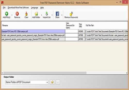 Telecharger Free PDF Password Remover 4dots