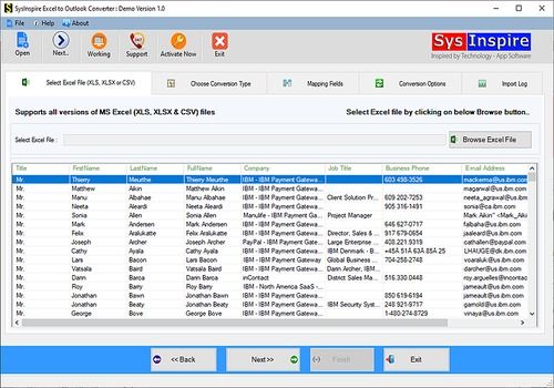 Telecharger SysInspire Excel to Outlook Converter