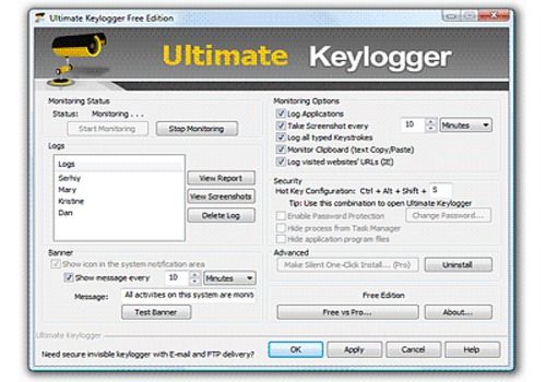 Telecharger KRyLack Ultimate Keylogger Free Edition