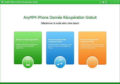 Telecharger AnyMP4 iPhone Donnée Récupération Gratuit