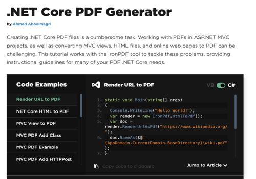 Telecharger Net Core PDF Generator